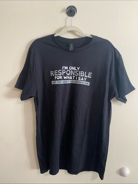 Gildan Black Tee with White Bold Statement Print